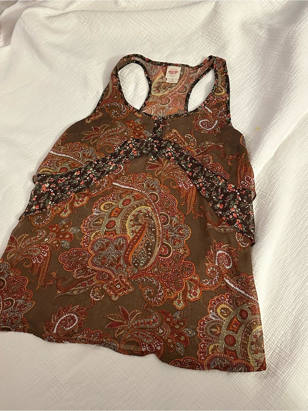 Mossimo Supply Co. Brown Paisley Racerback Tank